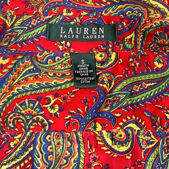 Ralph Lauren Women's Shirt Button Up Paisley Colorful Preppy Spring Blouse Top S - Picture 3 of 7